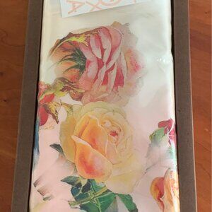ZhuoXia silk floral design scarf/shawl with silk closures NIB